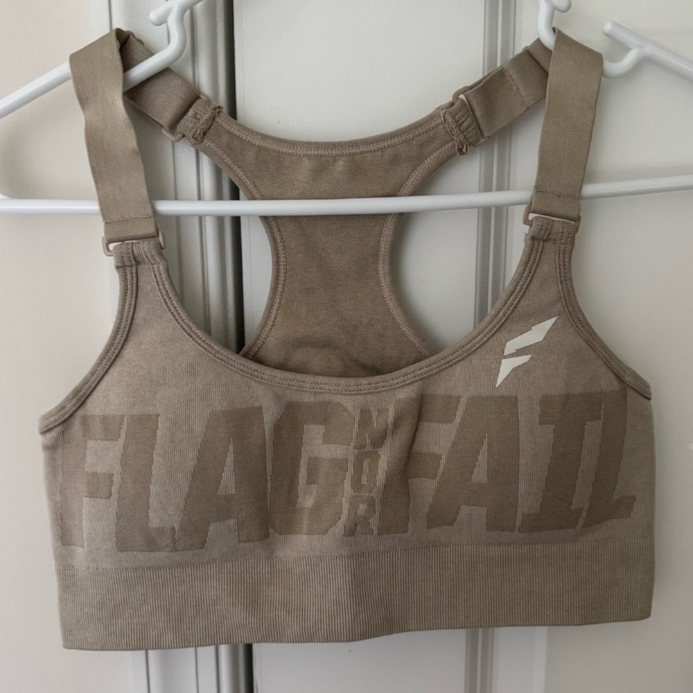 Flag Nor Fail Beige Sports Bra